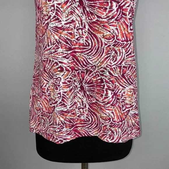 Christopher & Banks Tank Top Women's S Seashell Print Ruffle Neckline Vacation - Picture 5 of 12